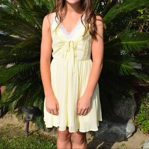 Pale Yellow Pretty V Neck Dress